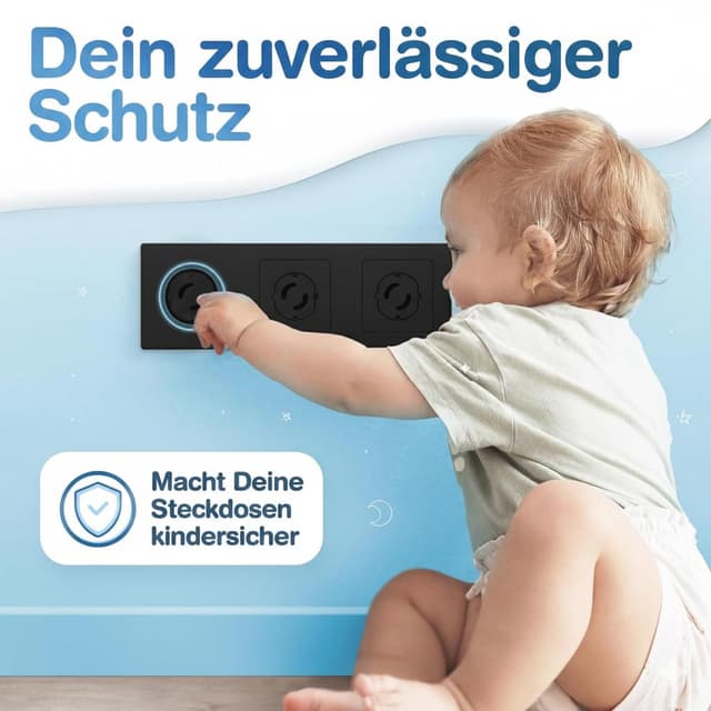 Detalle de Adlersfeld® Steckdosen Kindersicherung (20er-Pack) – Steckdosenschutz gegen Stromschläge, schwarz