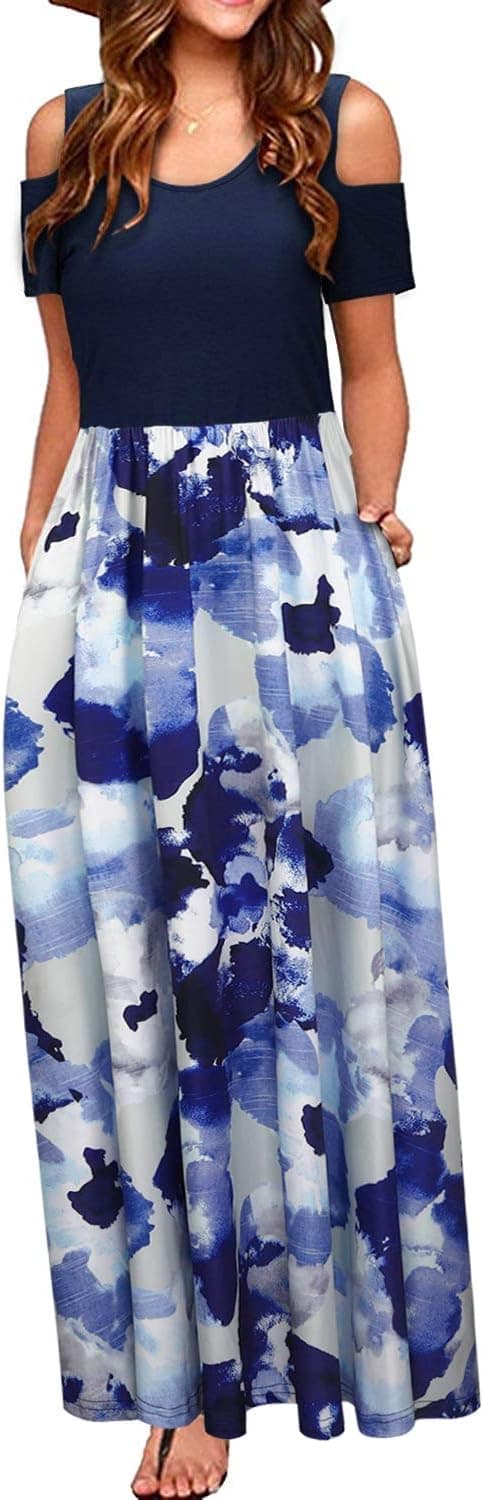 Thumbnail 6 de STYLEWORD Robe longue femme d’été florale à épaules dénudées et poches