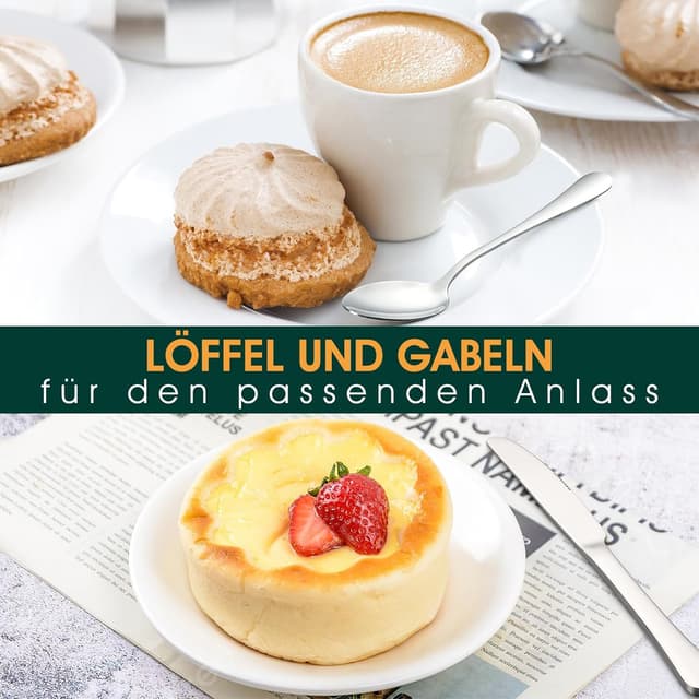 Detalle 2 de TAN REN Besteck-Set für 6 Personen, 36-teiliges Edelstahlbesteck mit Steakmessern (silber)