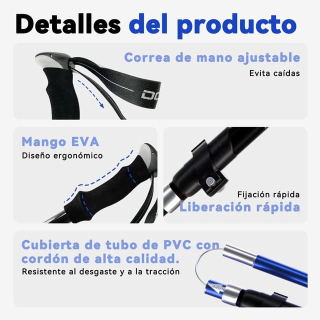 Thumbnail 4 de DOBESTS Bastones de Senderismo plegables 110 130 cm