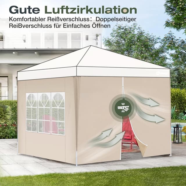 Detalle de Sekey 2-teiliges Seitenwand-Set für Pavillon 3x3 m (wasserdicht, winterfest) – mit 1 Fenster & 1 Tür