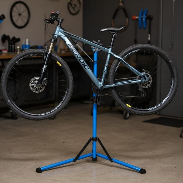 Detalle de CXWXC Fahrradmontageständer bis 30 kg – 360° drehbare Klemmkopf mit höhenverstellbarer Teleskopstange