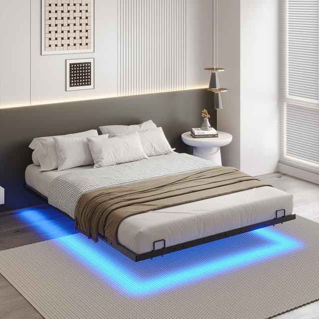 Detalle de DICTAC Lit 140 x 190 avec sommier métal et éclairage LED RVB (sans matelas)