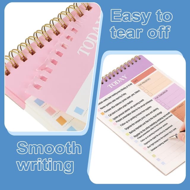 Detalle de OFFCUP To Do List Planner A5 non datato, 2 pezzi da 52 fogli (104 pagine) con rilegatura a doppia spirale