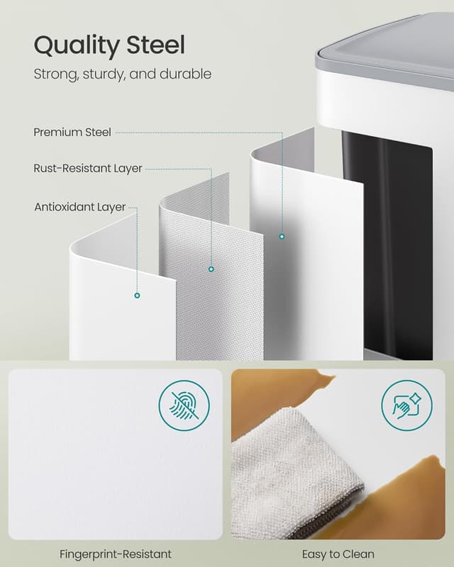 Thumbnail 6 de SONGMICS Kitchen Bin 2 x 30 L dual compartment