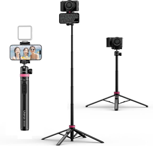 Detalle de ULANZI MT-44 B 2026 Auto Open Phone Tripod with Dual Camera Setup, 59" Four-Leg Stand & 360° Ball Head