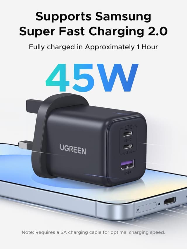 Detalle 2 de UGREEN 45W USB C Charger Plug for iPhone and iPad