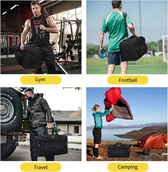 Thumbnail 6 de ZZY 55L Gym Duffle Bag (22 inch) – Marble Black sports holdall with multiple pockets