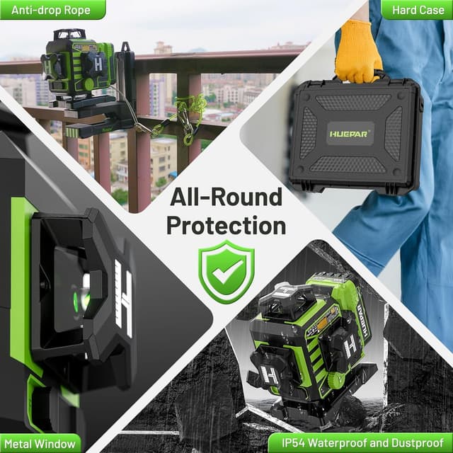 Thumbnail 6 de Livella Laser Autolivellante 16 linee Huepar con ricevitore, Bluetooth e telecomando (verde, 360°)