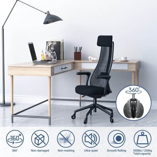 Detalle de Bürostuhlrollen 10 mm x 22 mm (5er-Set) für Hartböden – nur kompatibel mit IKEA Bürostühlen