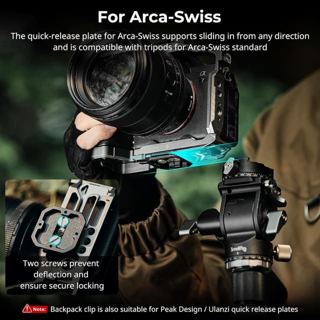 Detalle 2 de SMALLRIG Kameraclip mit Schnellwechselsystem 5053 – inkl. Platte fürs arca-Swiss Schnellwechsel-System