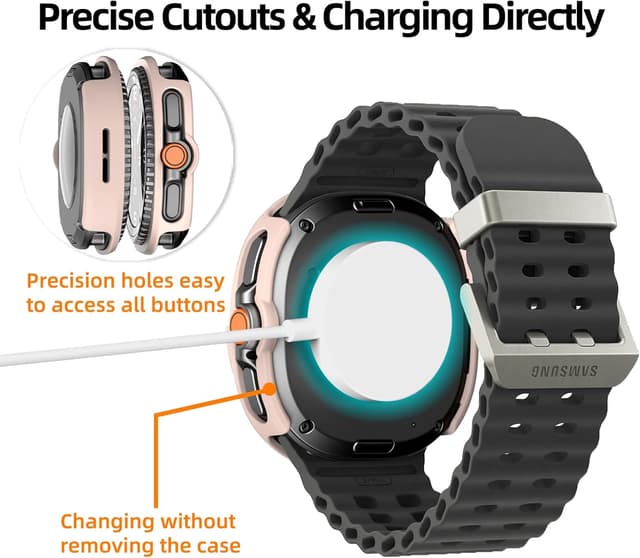 Detalle de Jvchengxi 4+4 Schutzhülle (46 mm) & gehärtete Glasfolie für Samsung Galaxy Watch 8 Classic