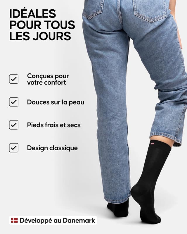 Detalle de Danish Endurance – Chaussettes en coton premium respirantes (6 paires)