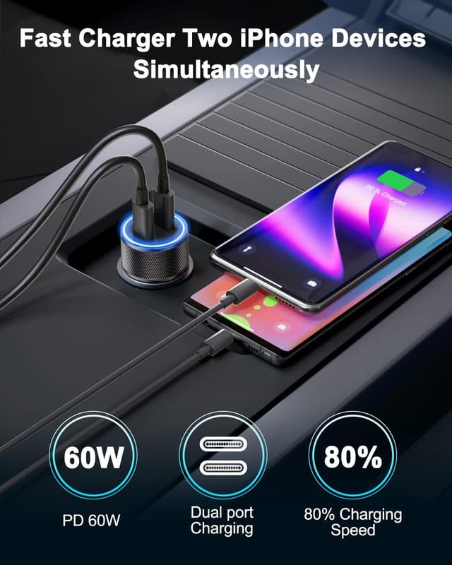 Thumbnail 4 de Caricatore Auto 60W 2 Porte USB-C