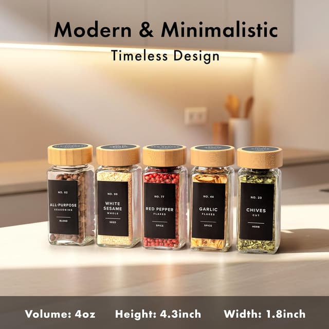 Detalle 2 de EDELHAUS Square Spice Jars 4oz, 24-pack 🧂