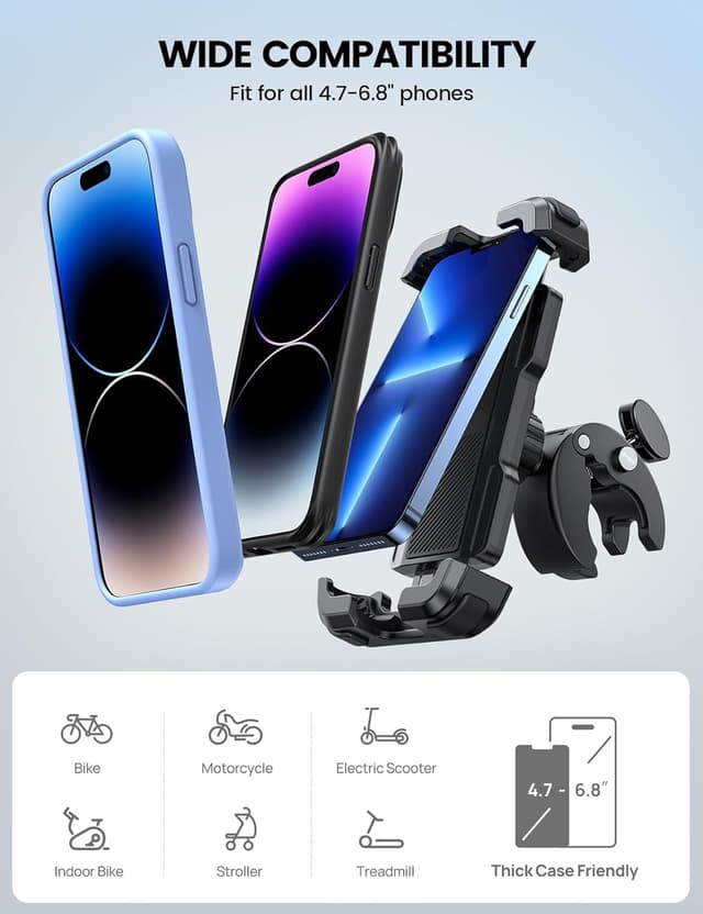 Thumbnail 4 de Lamicall supporto telefono bici con clip manubrio e rotazione 360° (smartphone 4,7–6,8")