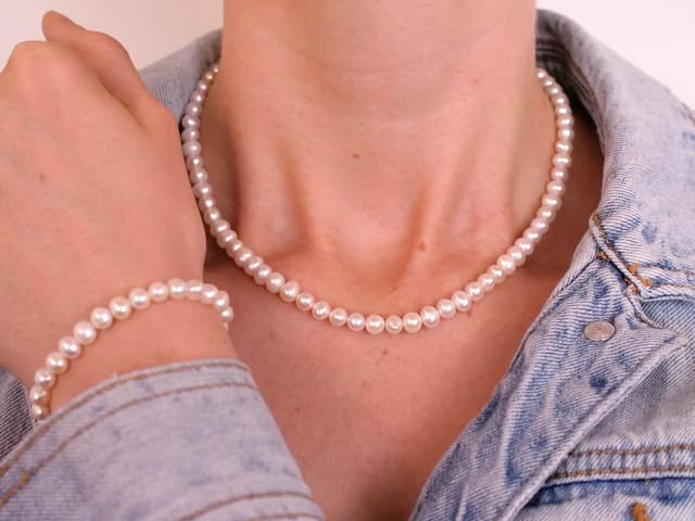 Detalle de BERGERLIN Echte Perlenkette aus Süßwasserperlen mit Verschluss aus 925 Sterling Silber und Echtheitszertifizierung