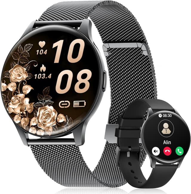Detalle de LIGE Montre Connectée Femme 1,43" AMOLED (2 bracelets) : sport, appels et étanchéité IP68