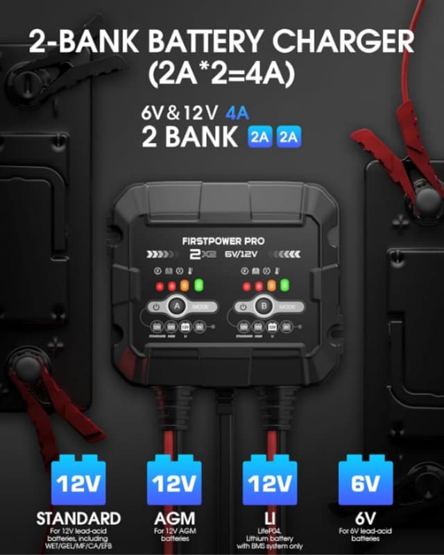 Detalle 2 de 2-Bank 4A Trickle Charger 12V for Car Battery