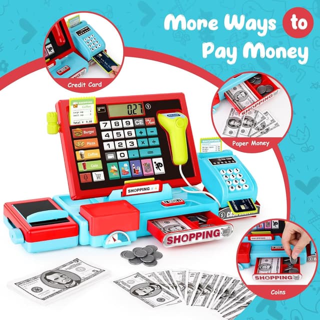 Thumbnail 3 de Cash Register Toy 52PCS pretend play set