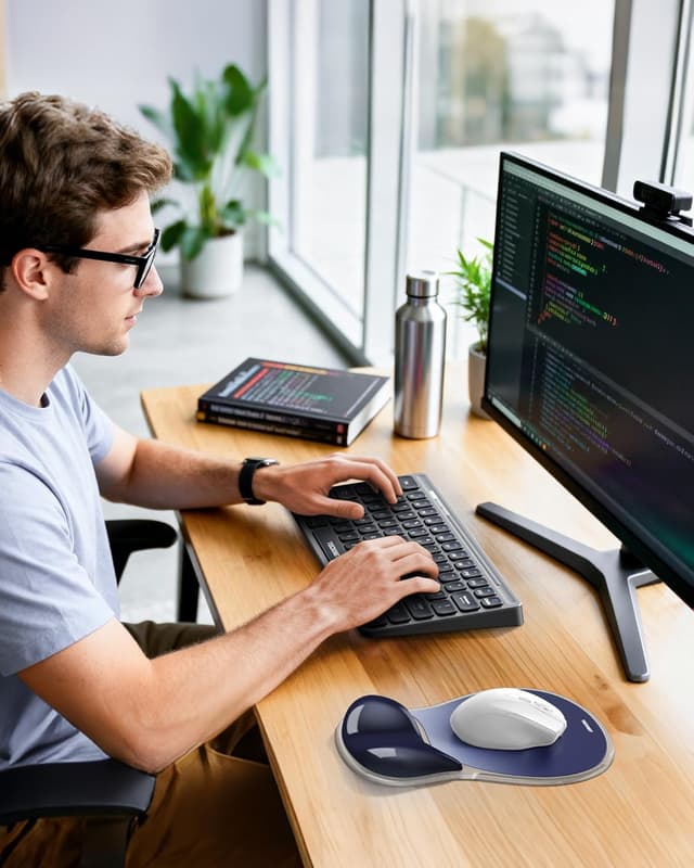 Thumbnail 6 de TECKNET Mouse Mat Wrist Support with Gel Wrist Rest (Ergonomic gel mousepad) – Gradient Blue