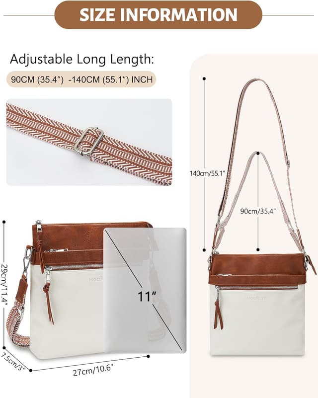 Detalle de MOCOCITO vegan leather cross body bag for women with adjustable strap (29*27*7.5cm)