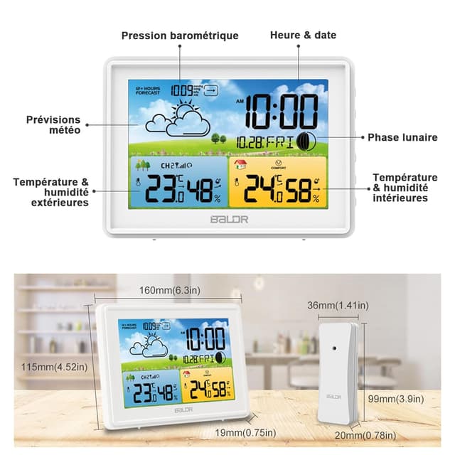 Detalle de Station météo sans fil 1 capteur, écran LED