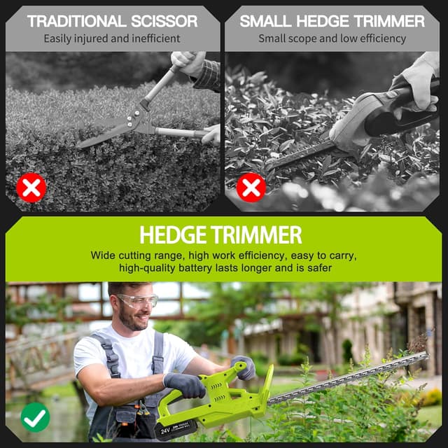 Detalle de VOERJIA 20 cordless hedge trimmer 50cm