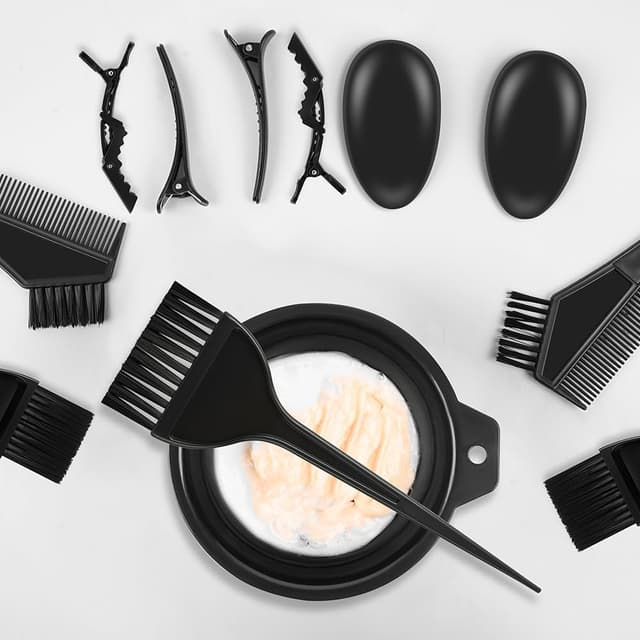 Detalle de LOPHE ensemble de coloration des cheveux 26 pièces : bols pliables, peignes, brosses, gants et accessoires