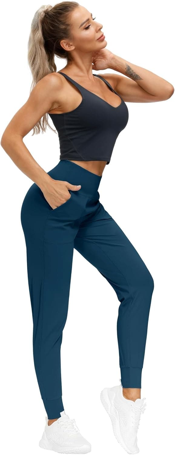 Detalle de THE GYM PEOPLE Women’s Lightweight Joggers Tapered Lounge Pants with Pockets