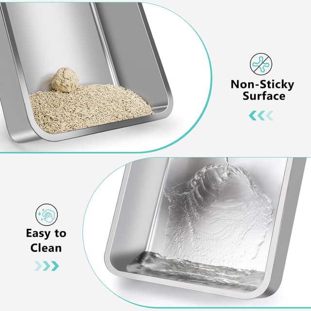 Detalle de FURTIME Stainless Steel Cat Litter Tray 58x37x26cm