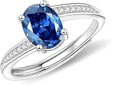 Imagen de Aliyoham Sapphire Ring adjustable silver plated ring ๐ en OfertitasTOP