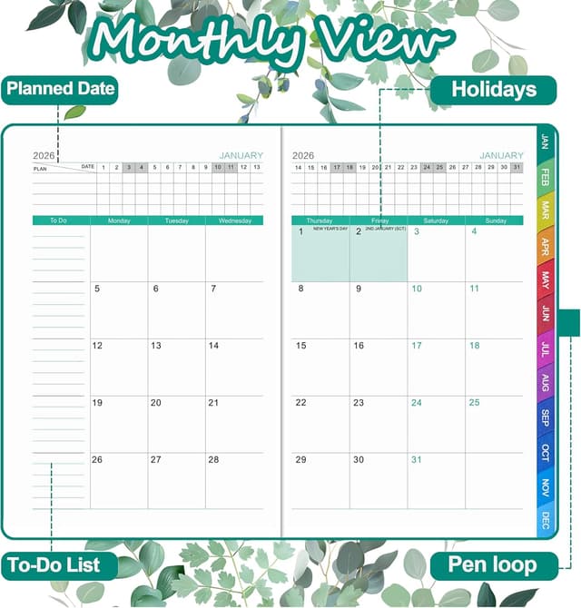 Thumbnail 4 de 2026 A5 Diary Week-to-View Navy Blue