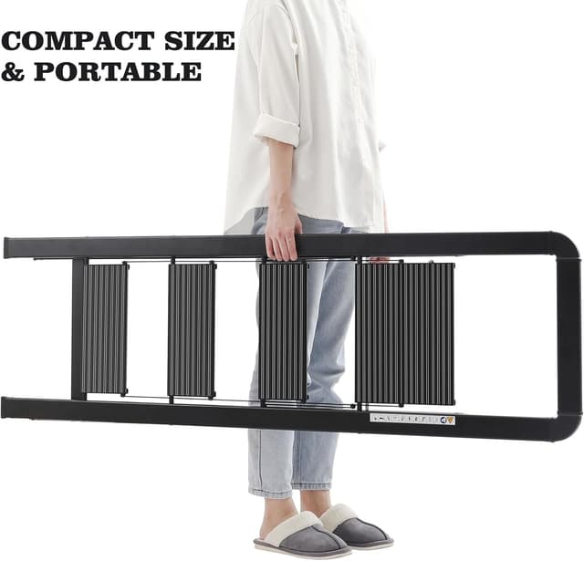 Detalle de KINGRACK Aluminium-Leiter 4 Stufen, klappbar mit Handlauf – belastbar bis 150 kg