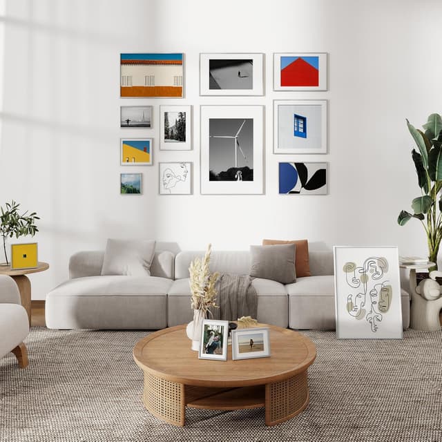 Thumbnail 6 de A4 Metal Aluminium Picture Frame (21x29.7 cm) with Mount for A5 Prints, Tempered Glass – Silver