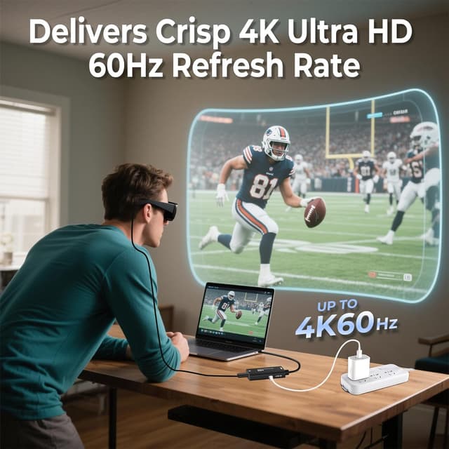 Detalle de Guermok HDMI to USB-C Video Display Adapter (4K@60Hz, AR Glasses Hub, 4.9ft cable) for XREAL One/Air 2 Pro/RayNeo/Rokid & gaming consoles