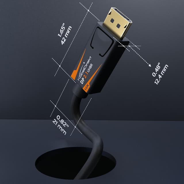 Detalle de KabelDirekt DisplayPort 2.1 Kabel 16K (DP80/UHBR) – 5 m für Gaming-PC/Monitor mit FreeSync/G-Sync
