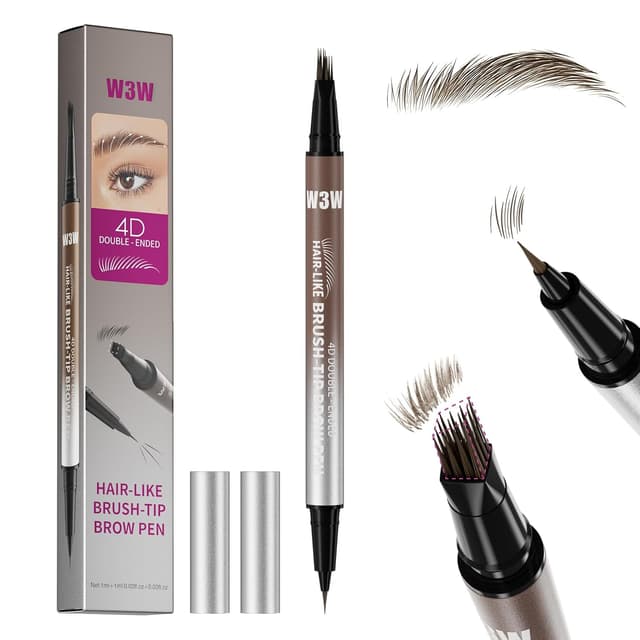 Detalle de W3W 4D Augenbrauenstift wasserfest (Augenbrauenstift 2-in-1) – 4D Angled Square + Ultra-Fine, 03 Dark Brown