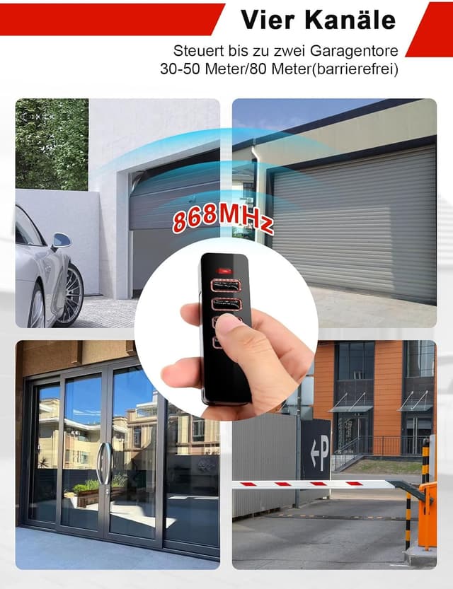 Thumbnail 2 de Wvoillty Télécommande porte de garage 868 MHz 4 canaux