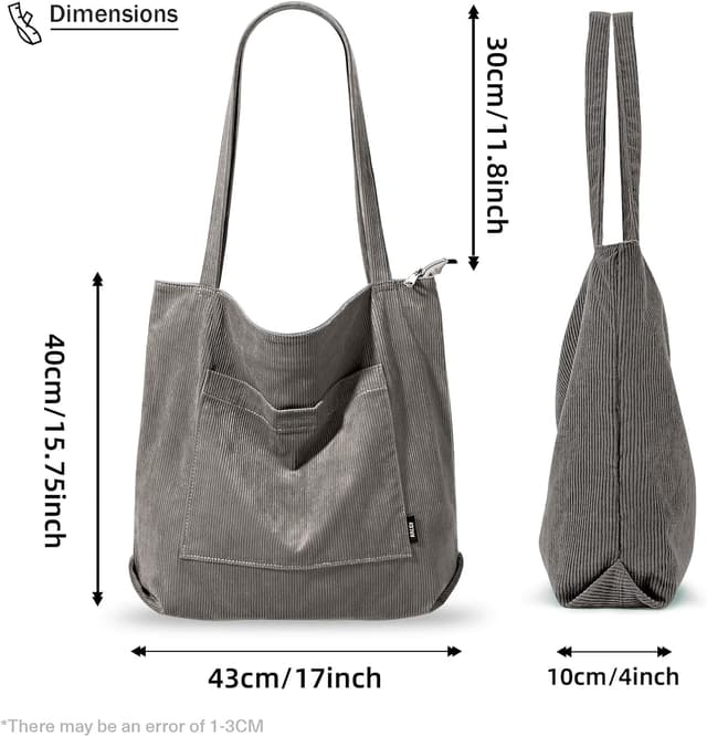 Detalle de KALIDI corduroy tote bag 17 inch