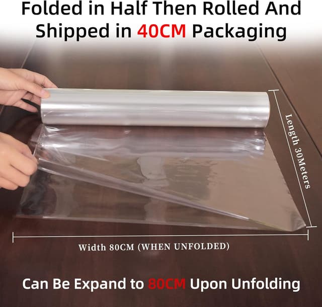 Detalle de 80CM Clear cellophane wrap roll 80cm x 30m