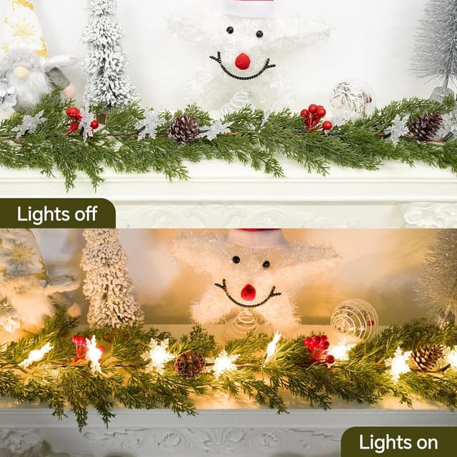 Detalle de JDKPK 6FT Cedar Garland Decor with Lights 🎄