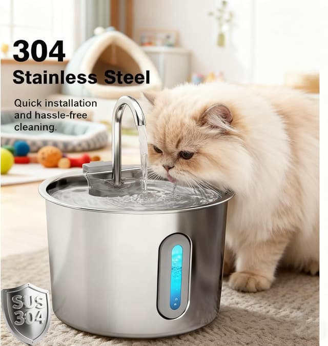 Detalle 2 de Cat Water Fountain 304 Stainless 2.2L