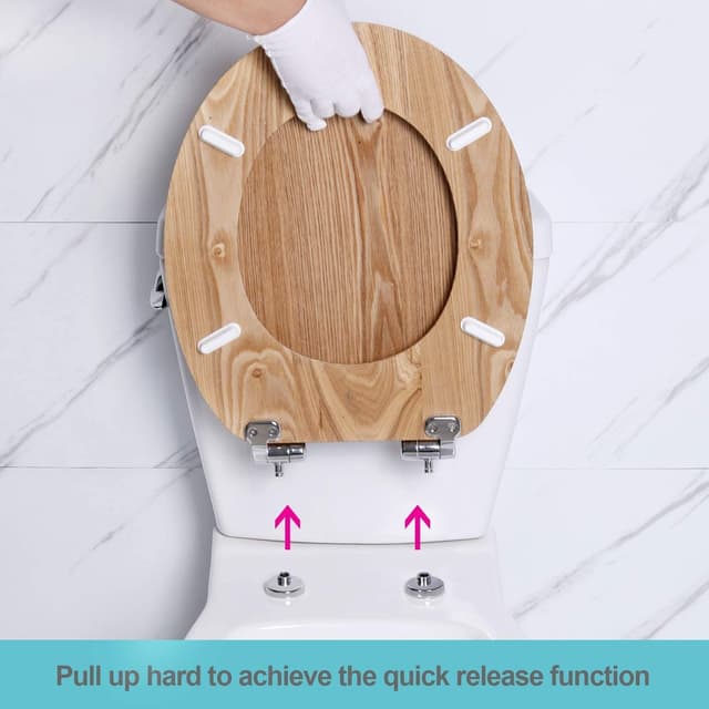 Thumbnail 3 de Angel Shield Antibacterial Wooden Soft Close Toilet Seat with Quick Release Adjustable Hinges Toilet Seat Easy Clean and Assembly for Bathroom 45 x 37 x 5.6 cm (Solid Oak)
Angel Shield Antibacterial Wooden Soft Close Toilet…