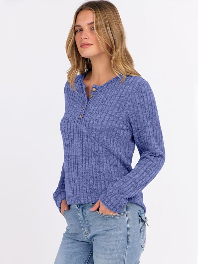 Thumbnail 3 de ANRABESS Womens Henley Tunic Top long sleeve