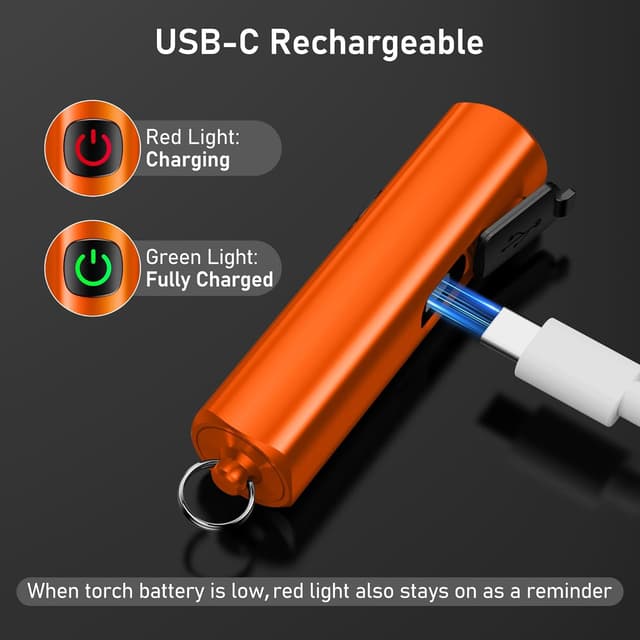 Detalle 2 de Blukar LED-Taschenlampe aufladbar 360L Mini EDC (3 Modi, IPX6) – orange