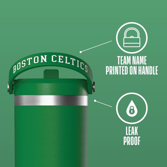 Detalle de Hydrapeak x Boston Celtics 32 oz Stainless Steel Tumbler with Lid & Straw (Official NBA Licensed)