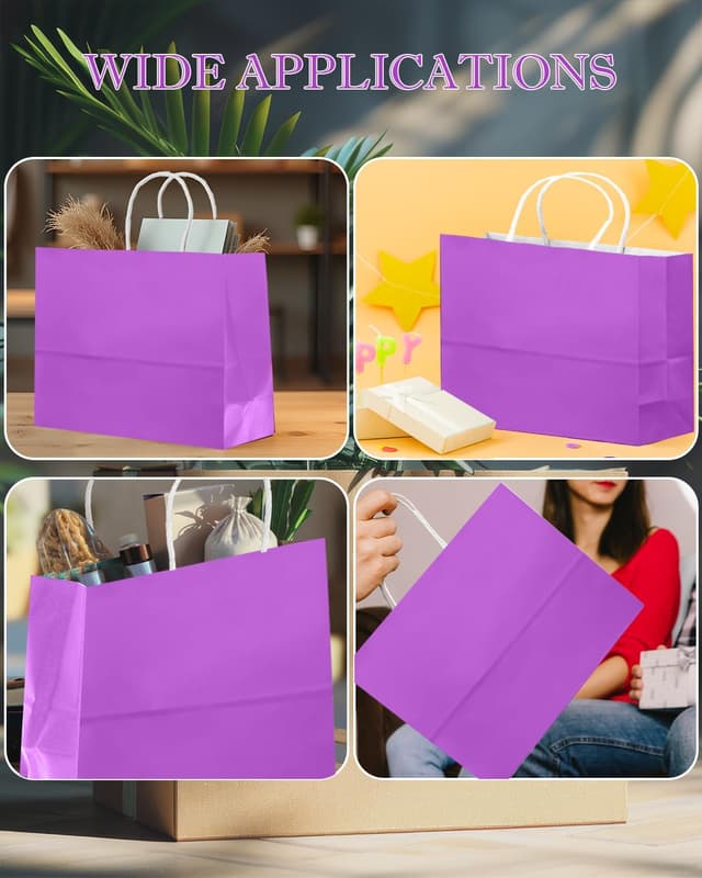 Thumbnail 6 de Gcardist 24 Large Gift Paper Bags with Handles (Violet, bulk)