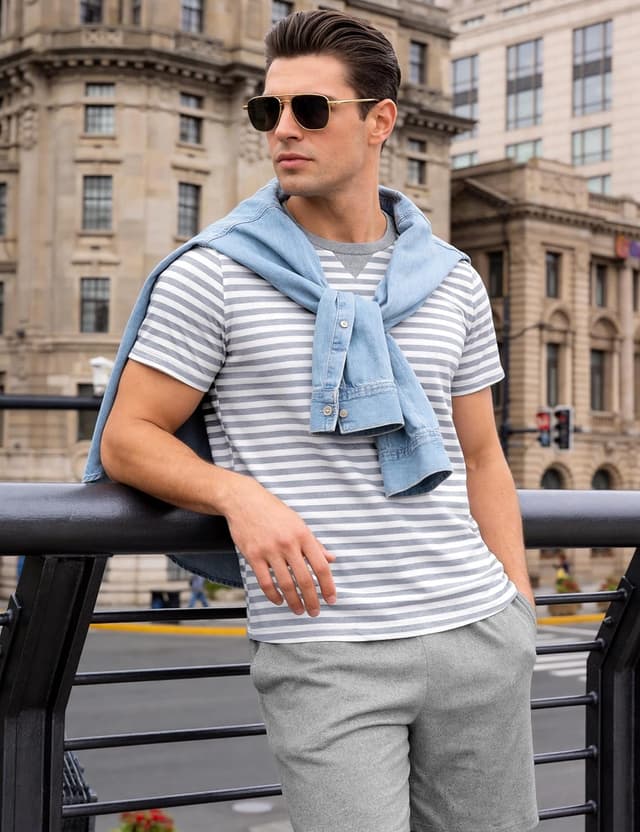 Detalle 2 de Leversic Pyjama homme été en coton, ensemble deux pièces à manches courtes (S à 4XL)