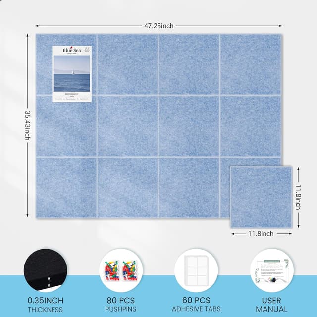 Thumbnail 6 de Large Cork Bulletin Board 48x36 Light Blue